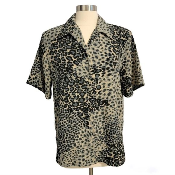 VINTAGE Voir Collection 90s Animal Print Blouse Size XL - Picture 1 of 9